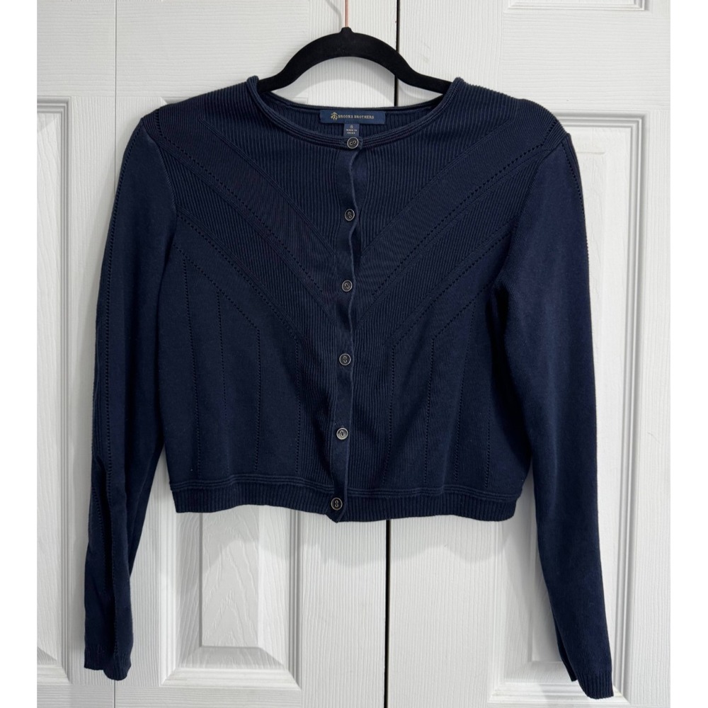 Brooks Brothers Cardigan Sweater‎ Wome Small Navy Blue Button Winter Long Sleeve
